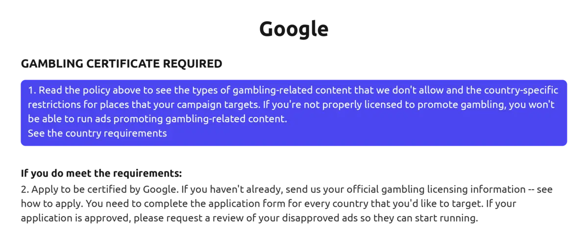 casino google ads